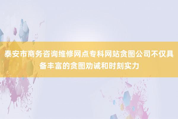 泰安市商务咨询维修网点专科网站贪图公司不仅具备丰富的贪图劝诫和时刻实力
