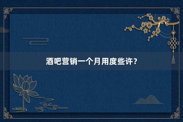 酒吧营销一个月用度些许？